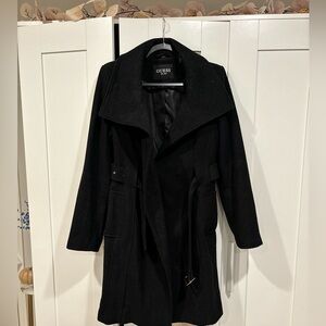 Guess Belted Black Peacoat